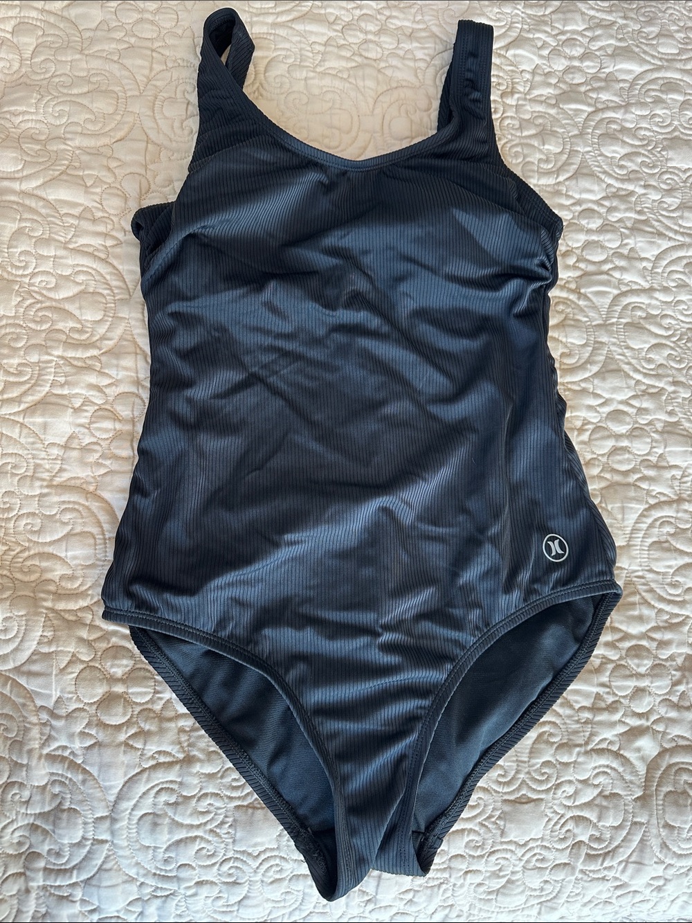 Hurley Black Ribbed One-Piece Swimsuit